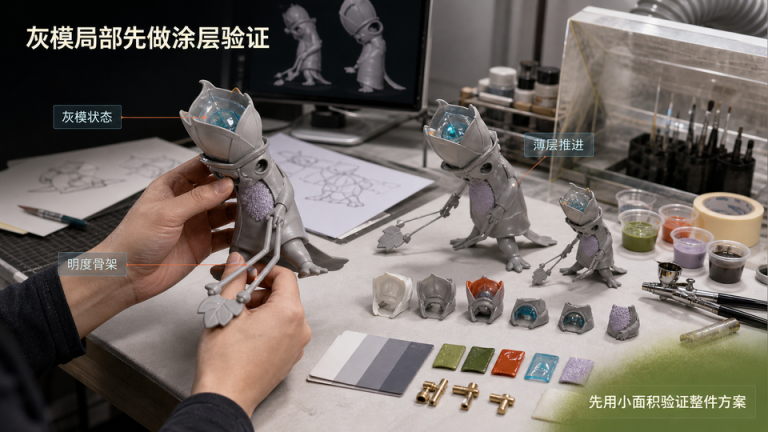 灰模到基础涂装，现场完成一个重点局部