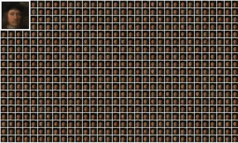 MIT 研究中比较完整训练模型与移除单一艺术家后生成结果的示意图