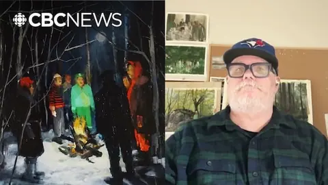 加拿大艺术家 Michael Harrington 与其绘画作品的报道配图