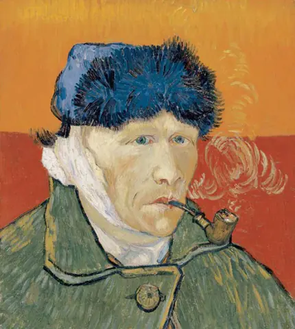 梵高 1889 年作品《Self-Portrait with Bandaged Ear and Pipe》