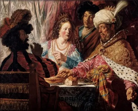 Jan Lievens 描绘以斯帖宴席的绘画作品