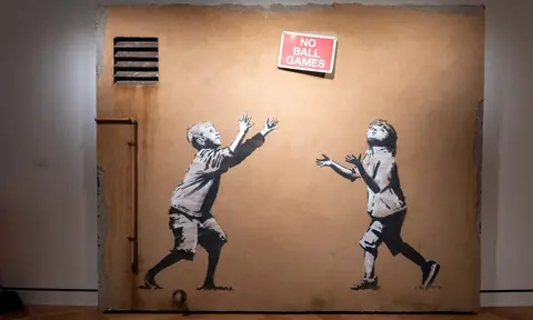 卢卡斯叙事艺术博物馆五层展示的一幅 Banksy 壁画