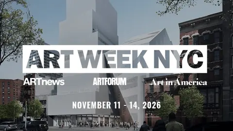 New Museum 外立面照片上叠加 Art Week NYC 与 11 月 11 至 14 日活动字样的公告图