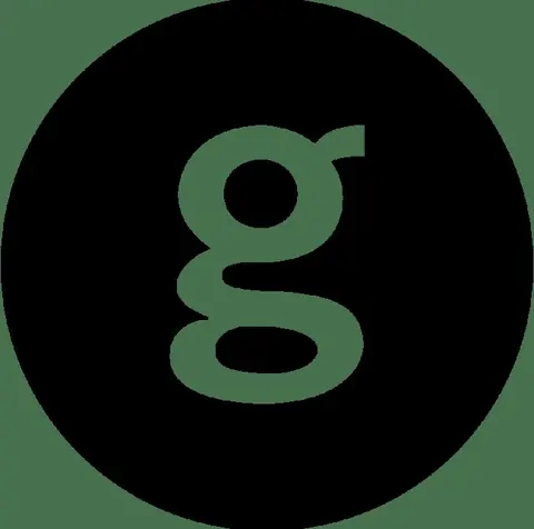 黑色圆形中的白色小写字母 g 标识