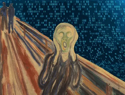 Hyperallergic 评论文章制作的呐喊人物动画拼贴图