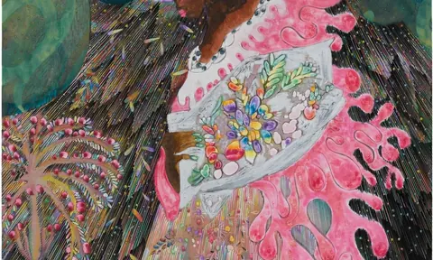 Chris Ofili 在都灵展览中呈现的 Laure 主题作品