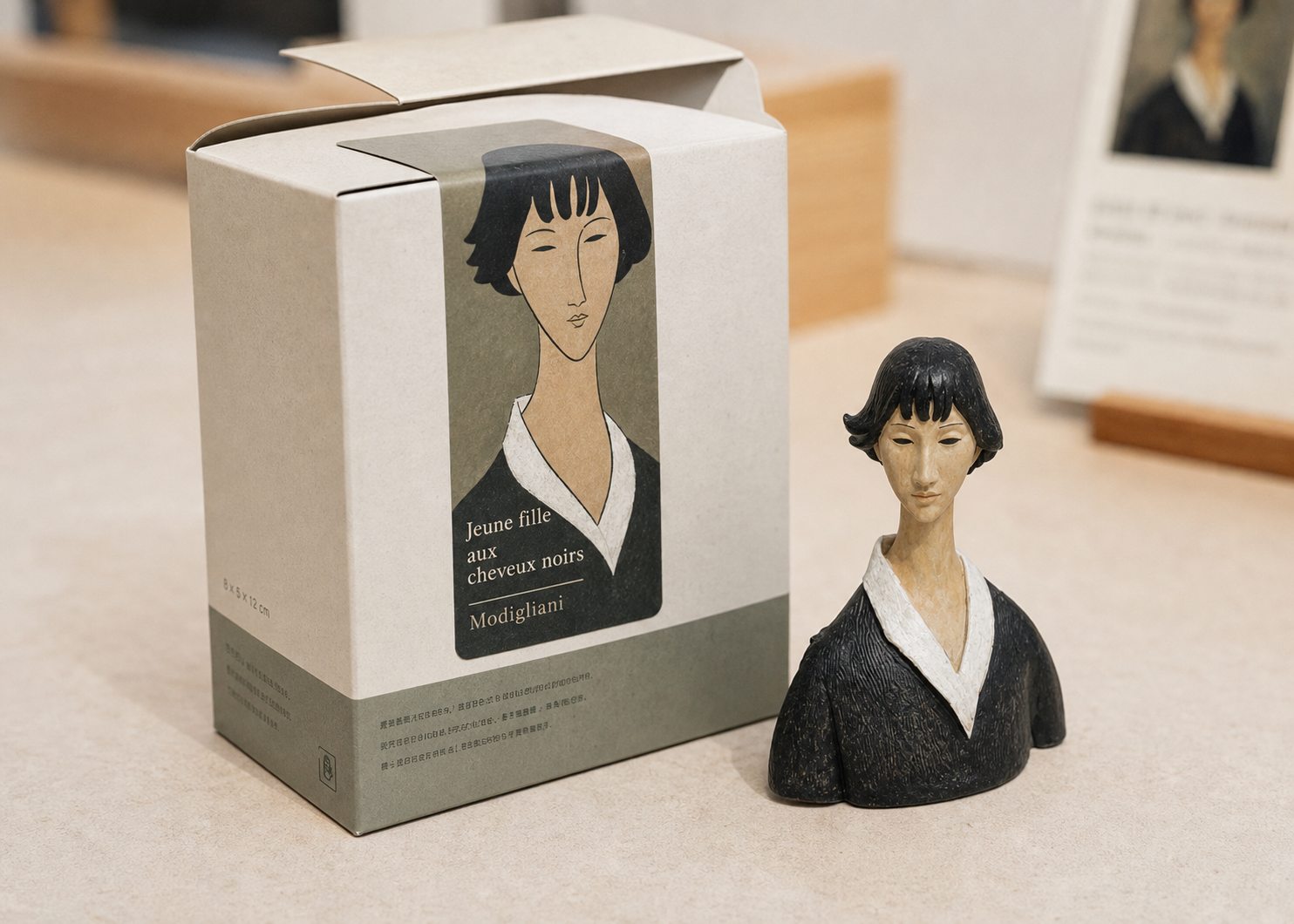 Jeune fille aux cheveux noirs 纸盒贴纸方案